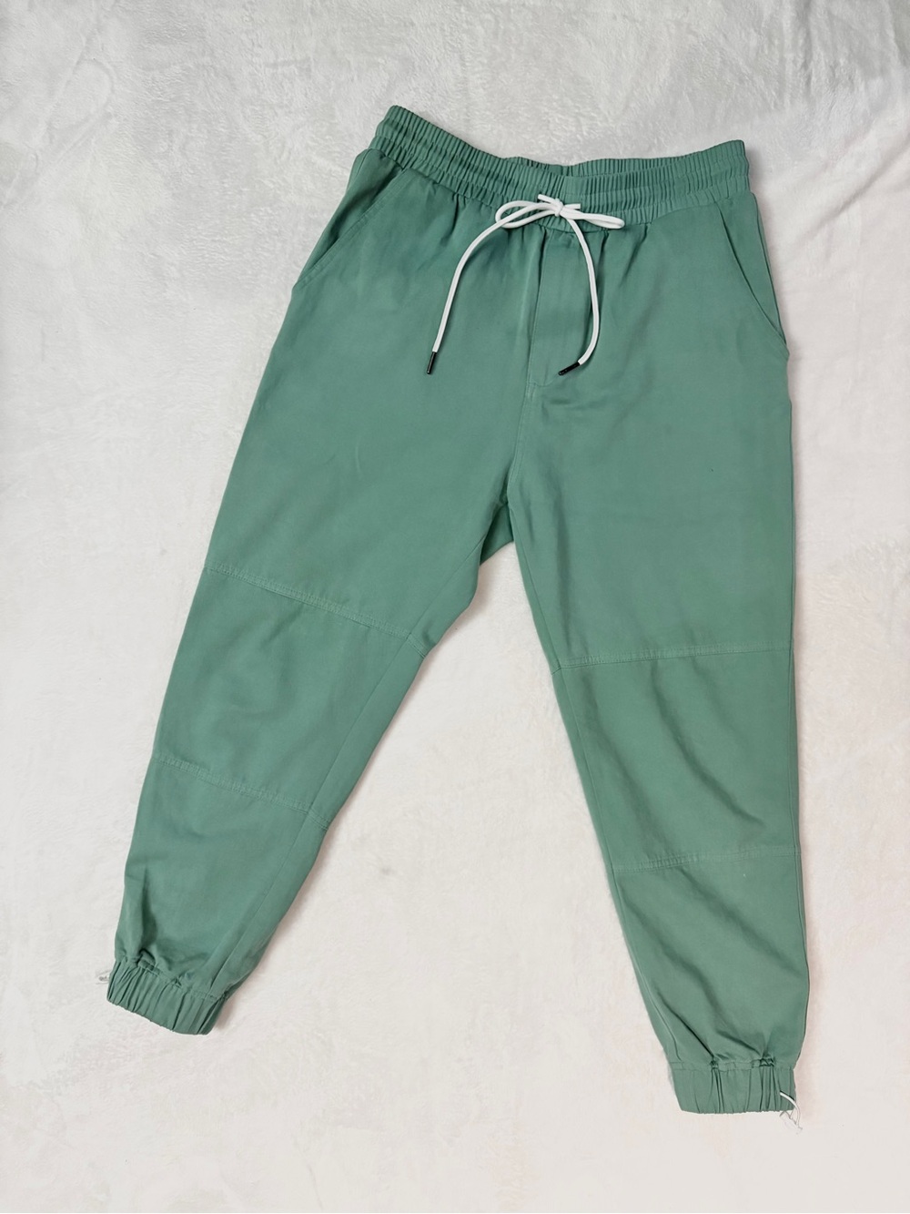 EUC Unisex P’s & Q’s Green Cargo Jogger Pants - 100% Cotton Drawstring Wai